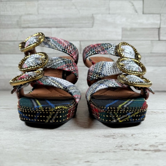 Kurt Geiger London MAYFAIR PLATFORM MULE HEEL Size 37 US 7 Plaid Rhinestone NEW - Picture 3 of 13